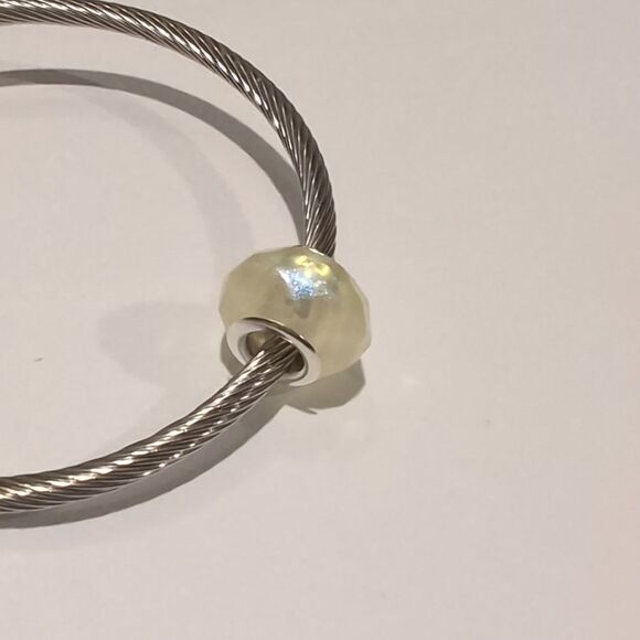 Silver‎ Yellow Sparkly Faceted Charm for Pandora Style Bracelet - Picture 4 of 4